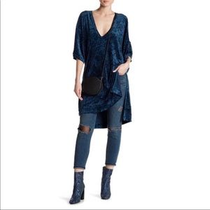 We the Free Lux Tee blue velvet top size small